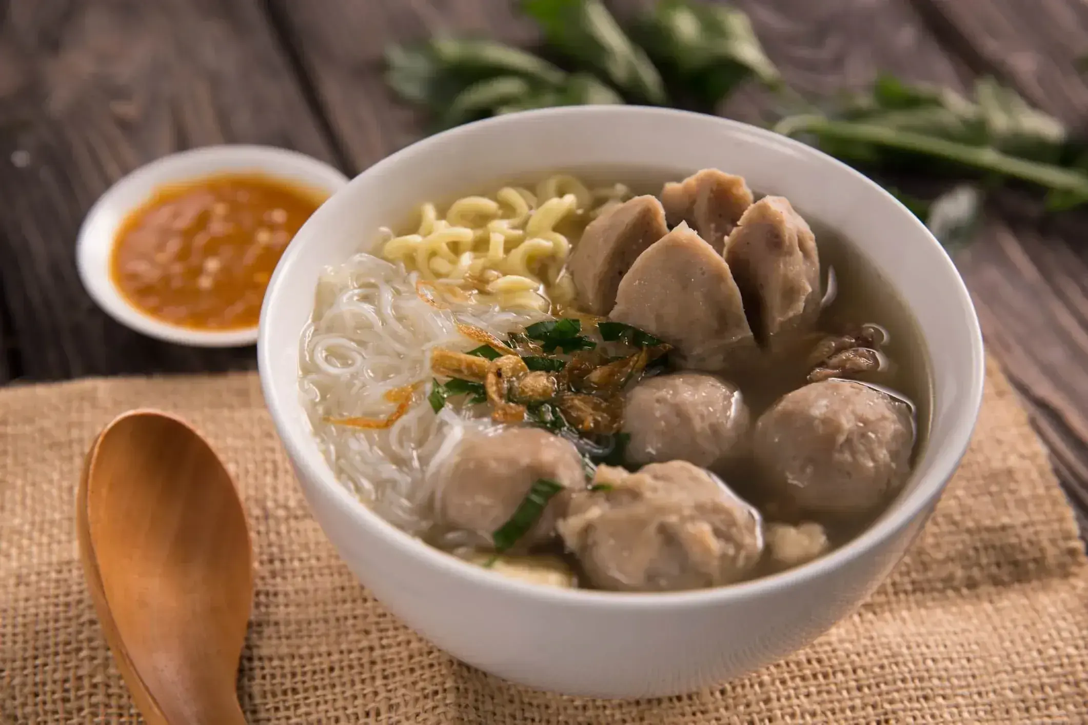 Pork meatball and crab soup, Bakso styleimage